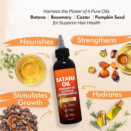 Batana Hair Oil 120ml – Rosemary, Castor & Pumpkin Seed Blend