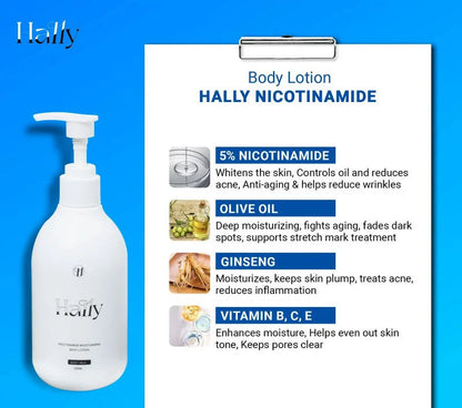 Hally Nicotinamide Body Lotion 250ml – Moisturizing & Brightening