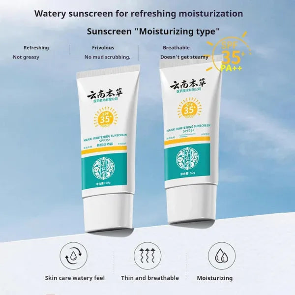 Hanxi Whitening Sunscreen SPF50+ PA+++ – UV Protection & Skin Brightening Sun Cream (50g)